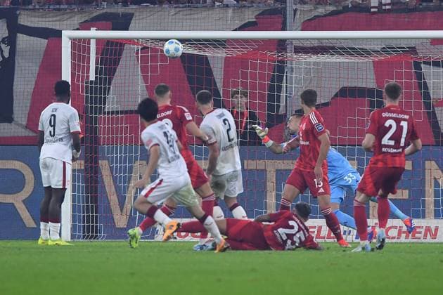 Soccer 2 Bundesliga 10 Matchday Fortuna Düsseldorf 1 FC Kaiserslautern on 26 10 2024 at Merkur Spiel Arena in Düsseldorf Goal for 2 2 by Daisuke Yokota Kaiserslautern DFL regulations prohibit any use of photographs as image sequences and or quasi video xRx