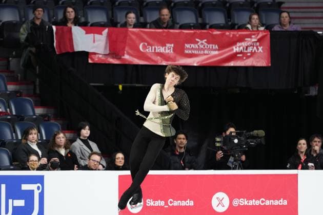 October 26, 2024, Halifax, Ns, Canada: Aleksa Rakic of Canada competes in the men s short program at the Skate Canada International Figure skating, Eiskunstlauf competition in Halifax on Saturday, October 26, 2024. Aleksa Rakic  - ZUMAc35_ 20241026_zaf_c35_060 Copyright: xDarrenxCalabresex
