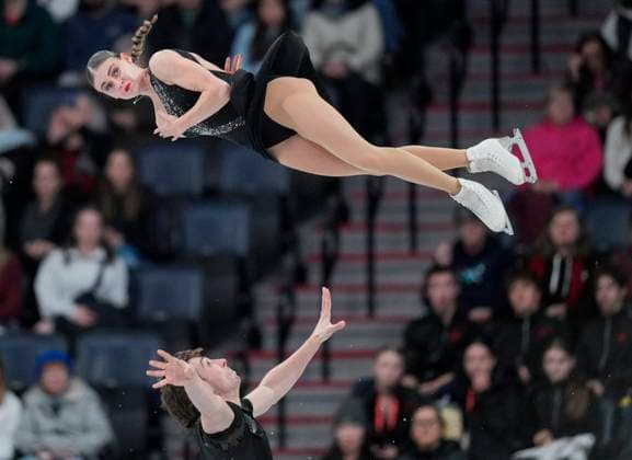 Kelly Ann Laurin and Loucas Ethier of Canada skate during the pairs free skating program at the ISU Figure skating, Eiskunstlauf Skate Canada competition on October 26, 2024 in Halifax, Canada. Noxthirdxpartyxsales  (271260493)