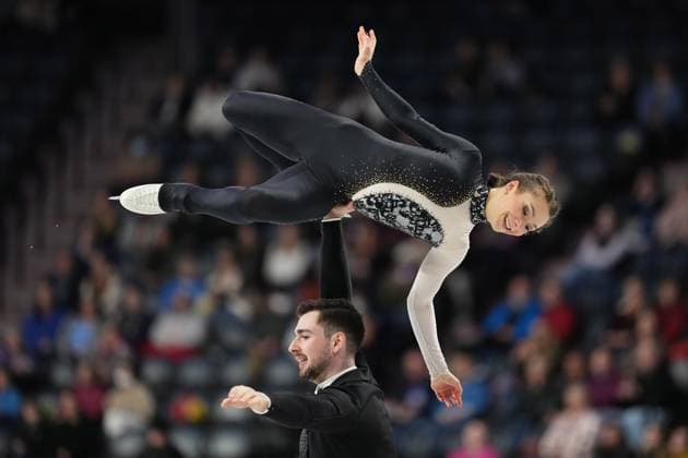October 26, 2024, Halifax, Ns, Canada: Annika Hocke and Robert Kunkel of Germany compete in the pairs free program at the Skate Canada International Figure skating, Eiskunstlauf competition in Halifax on Saturday, October 26, 2024. Annika Hocke, Robert Kunkel  - ZUMAc35_ 20241026_zaf_c35_181 Copyright: xDarrenxCalabresex