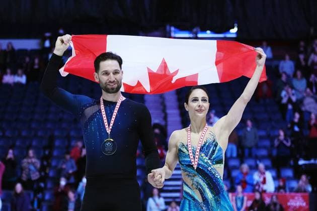 October 26, 2024, Halifax, Ns, Canada: Deanna Stellato-Dudek and Maxime Deschamps of Canada celebrate their gold medal in pairs at the Skate Canada International Figure skating, Eiskunstlauf competition in Halifax on Saturday, October 26, 2024. Deanna Stellato-Dudek, Maxime Deschamps  - ZUMAc35_ 20241026_zaf_c35_214 Copyright: xDarrenxCalabresex
