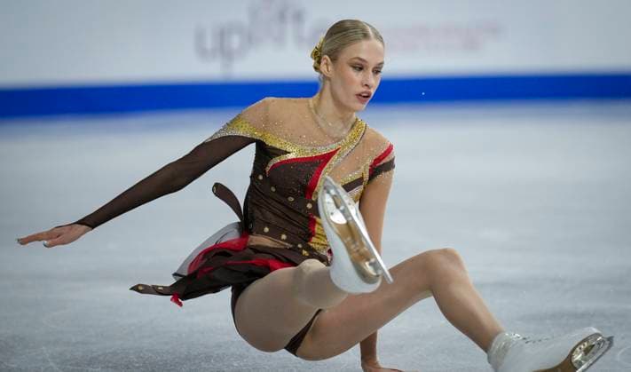 Kimmy Repond of Switzerland falls during the womens free skating program at the ISU Figure skating, Eiskunstlauf Skate Canada competition on October 26, 2024 in Halifax, Canada. Noxthirdxpartyxsales  (271288606)
