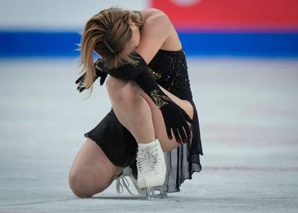 Kaori Sakamoto of Japan reacts during the womens free skating program at the ISU Figure skating, Eiskunstlauf Skate Canada competition on October 26, 2024 in Halifax, Canada. Sakamoto won the competition. Noxthirdxpartyxsales  (271288780)