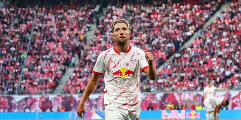 RB Leipzig Freiburg Bundesliga Leipzig, 26 10 2024, Red Bull Arena, Soccer Bundesliga, Matchday 8 , RB Leipzig vs SC Freiburg 3 1 0 1 , In the picture Kevin Kampl 44, RB Leipzig , Picture Point