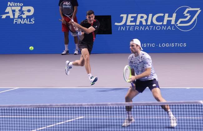 TENNIS - ATP, Tennis Herren Erste Bank Open VIENNA,AUSTRIA,27.OCT.24 - TENNIS - ATP World Tour, Erste Bank Open. Image shows Alexander Erler and Lucas Miedler (AUT).  GEPAxpictures xWalterxLuger
