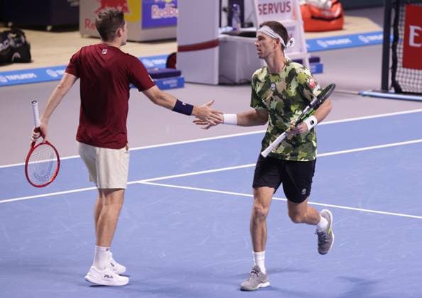 TENNIS - ATP, Tennis Herren Erste Bank Open VIENNA,AUSTRIA,27.OCT.24 - TENNIS - ATP World Tour, Erste Bank Open. Image shows Neal Skupski (GBR) and Michael Venus (NZL).  GEPAxpictures xWalterxLuger