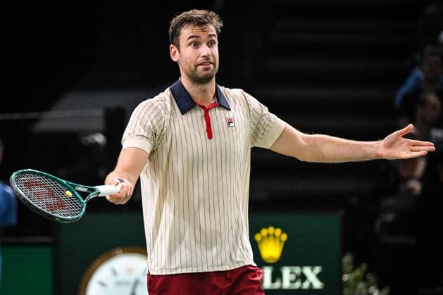 October 27, 2024, Paris, France, France: Quentin HALYS of France looks dejected during the second qualifying day of the Rolex Paris Masters 1000 tennis tournament at Accor Arena on October 27, 2024 in Paris, France. Paris France - ZUMAm308 20241027_zsp_m308_003 Copyright: xMatthieuxMirvillex