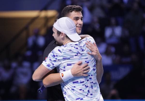 TENNIS - ATP, Tennis Herren Erste Bank Open VIENNA,AUSTRIA,27.OCT.24 - TENNIS - ATP World Tour, Erste Bank Open. Image shows the rejoicing of Alexander Erler and Lucas Miedler (AUT).  GEPAxpictures xWalterxLuger