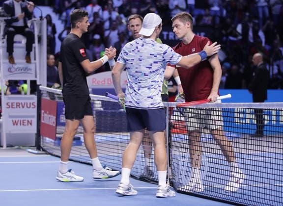 TENNIS - ATP, Tennis Herren Erste Bank Open VIENNA,AUSTRIA,27.OCT.24 - TENNIS - ATP World Tour, Erste Bank Open. Image shows Alexander Erler, Lucas Miedler (AUT), Michael Venus (NZL) and Neal Skupski (GBR).  GEPAxpictures xWalterxLuger