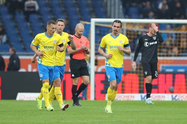 Braunschweig vs Münster, 2 BL Braunschweig, 27 10 2024, FOOTBALL Eintracht Braunschweig vs SC Preußen Münster, 2 BL, season 2024 25 Rayan Philippe Eintracht Braunschweig after his goal for 1 0 Braunschweig