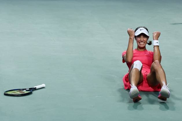 GUANGZHOU, CHINA - OCTOBER 27: Olga Danilovic of Serbia celebrates after winning the Women s Singles Final match against Caroline Dolehide of United States on day 7 of 2024 Guangzhou Open at Nansha International Tennis Centre on October 27, 2024 in Guangzhou, Guangdong Province of China.  Copyright: xWuxZhizhaox 111526715020