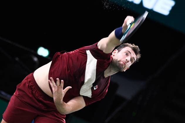 Quentin Halys ( FRA ) during the Rolex Paris Masters at Accor Hotel Arena on October 27, 2024 in Paris, France. ( Photo by Federico Pestellini Panoramic ) TENNIS : Rolex Paris Masters - Paris - 27 10 2024 FedericoPestellini Panoramic 