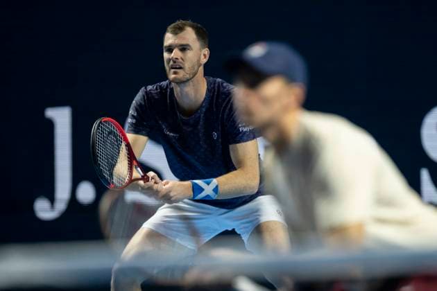 27th October 2024; St. Jakobshalle, Basel, Switzerland; ATP, Tennis Herren 500 Swiss Indoors Basel Tennis, Day 7; Jamie Murray (GBR) and John Peers (AUS) in action during the match against Wesley Koolhof (NED) and Nikola Metic (CRO) in the final of the doubles  ActionPlus12709058 DavidxEmm