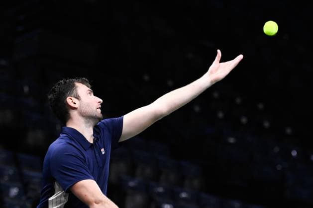 Quentin Halys ( FRA ) during the Rolex Paris Masters at Accor Hotel Arena on October 27, 2024 in Paris, France. ( Photo by Federico Pestellini Panoramic ) TENNIS : Rolex Paris Masters - Paris - 27 10 2024 FedericoPestellini Panoramic 
