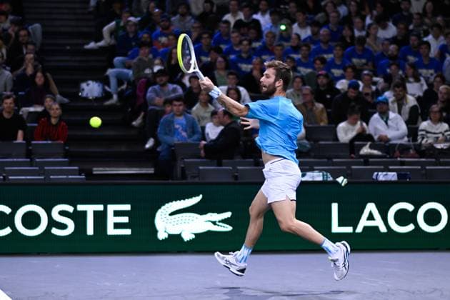 Corentin Moutet ( FRA ) during the Rolex Paris Masters at Accor Hotel Arena on October 27, 2024 in Paris, France. ( Photo by Federico Pestellini Panoramic ) TENNIS : Rolex Paris Masters - Paris - 27 10 2024 FedericoPestellini Panoramic 