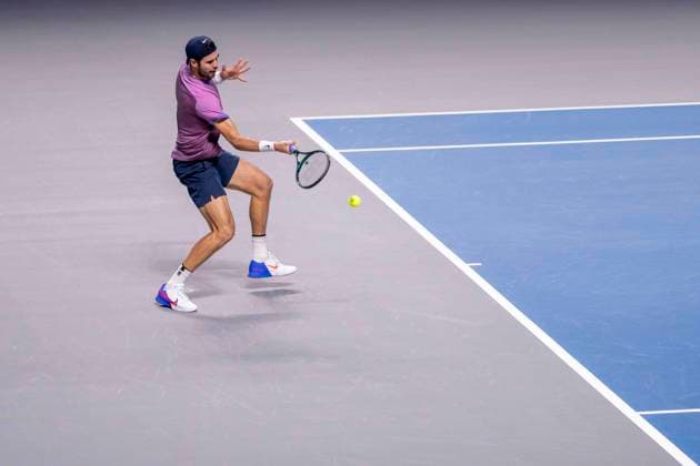 KAREN KHACHANOV in picture in match against JACK DRAPER GBR at the ATP World Tour, Erste Bank Open at the Wiener Stadthalle Vienna