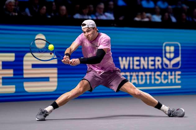 JACK DRAPER GBR in picture in match against KAREN KHACHANOV at the ATP World Tour, Erste Bank Open at the Wiener Stadthalle Vienna