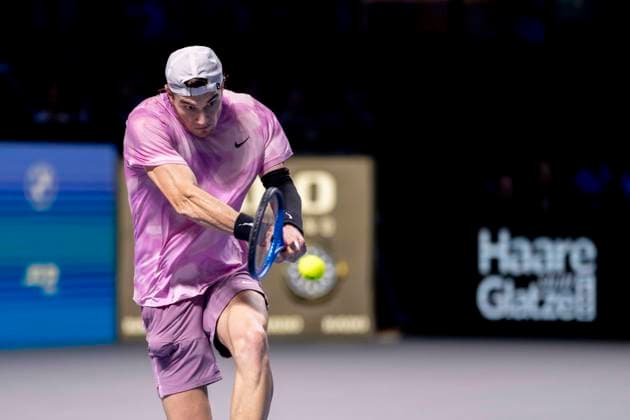 JACK DRAPER GBR in picture in match against KAREN KHACHANOV at the ATP World Tour, Erste Bank Open at the Wiener Stadthalle Vienna