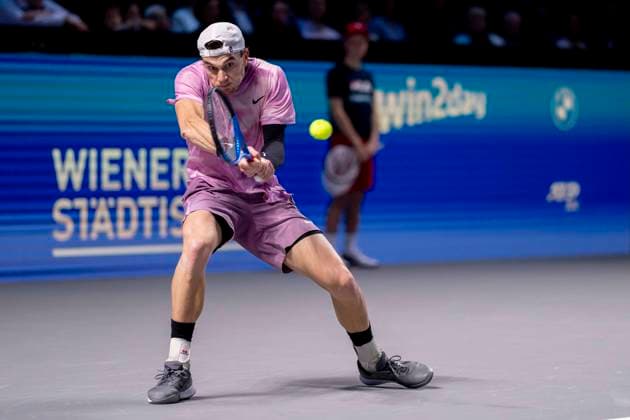 JACK DRAPER GBR in picture in match against KAREN KHACHANOV at the ATP World Tour, Erste Bank Open at the Wiener Stadthalle Vienna
