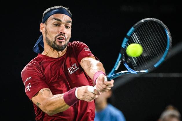 October 27, 2024, Paris, France: FABIO FOGNINI of Italy in action during the second qualifying day of the Rolex Paris Masters 1000 tennis tournament at Accor Arena. Paris France - ZUMAm308 20241027_zsp_m308_030 Copyright: xMatthieuxMirvillex