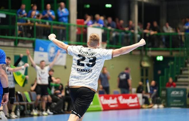 2 Handball Bundesliga, Bergischer HC vs HC Elbflorenz, 27 10 2024 Ivar Stavast HC Elbflorenz Dresden 23 celebrates his goal 2 Handball Bundesliga, Bergischer HC vs HC Elbflorenz, 27 10 2024,Uni Halle,Wuppertal,Germany on 27 10 24 Copyright: xBEAUTIFULxSPORTS Henrichsx