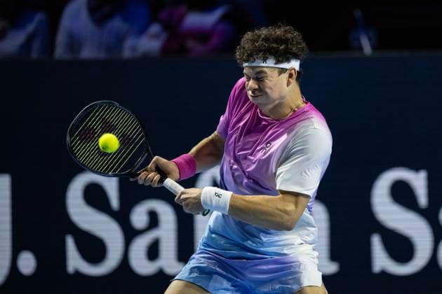 27th October 2024; St. Jakobshalle, Basel, Switzerland; ATP, Tennis Herren 500 Swiss Indoors Basel Tennis, Day 7; Ben Shelton (USA) in action against Giovanni Mpetshi Perricard (FRA) in the singles final  ActionPlus12709425 DavidxEmm