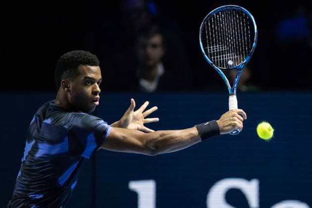 27th October 2024; St. Jakobshalle, Basel, Switzerland; ATP, Tennis Herren 500 Swiss Indoors Basel Tennis, Day 7; Giovanni Mpetshi Perricard (FRA) in action against Ben Shelton (USA) in the singles final  ActionPlus12709426 DavidxEmm