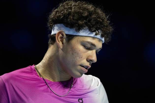 27th October 2024; St. Jakobshalle, Basel, Switzerland; ATP, Tennis Herren 500 Swiss Indoors Basel Tennis, Day 7; Giovanni Mpetshi Perricard (FRA) in action against Ben Shelton (USA) in the singles final  ActionPlus12709427 DavidxEmm