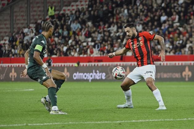 Forward LABORDE Gaetan (OGC Nice). OGC Nice vs AS Monaco, Ligue 1 Mcdonalds in Allianz Riviera Stadium, NICE, France, on 27 October, 2024. FOOTBALL : L1 J9 - OGC Nice vs AS Monaco - Ligue 1 - 27 10 24 FredDides Panoramic 