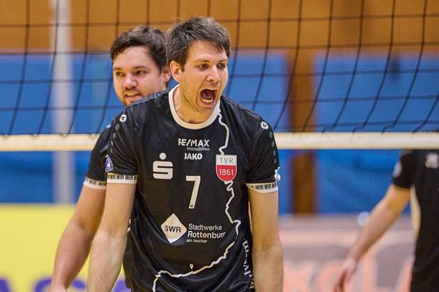 Timon Schippmann TV Rottenburg, 07 screams out his joy GER, TuS Kriftel against TV Rottenburg,Volleyball, DVV Pokal, Quali Achtelfinale, Spielzeit 2024 2025, 27 10 24 GER, TuS Kriftel against TV Rottenburg,Volleyball, DVV Pokal, Quali Achtelfinale, Spielzeit 2024 2025, 27 10 24 Kriftel Copyright: xGeraldxOelze-dexStoppany,xEibnerx EP-ODS