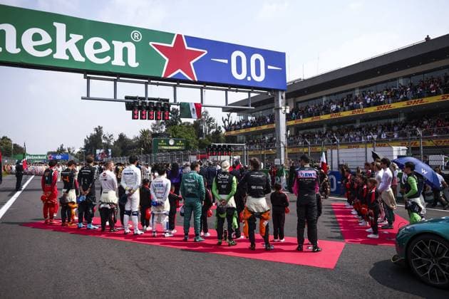 Driver during the National Anthem during the Formula 1 Gran Premio de la Ciudad de Mexico 2024, 20th round of the 2024 Formula One World Championship, WM, Weltmeisterschaft from October 25 to 27, 2024 on the Autodromo Hermanos Rodriguez, in Mexico City, Mexico - F1 - MEXICO CITY GRAND PRIX 2024 DPPI Panoramic  EA023577