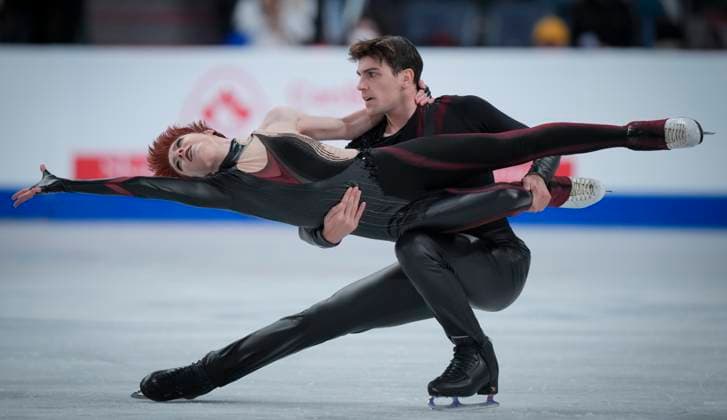 Eugenia Lopareva and Geoffrey Brissaud of France skate during the ice dance free skating program at the ISU Figure skating, Eiskunstlauf Skate Canada competition on October 27, 2024 in Halifax, Canada. They finished third. Noxthirdxpartyxsales  (271369705)