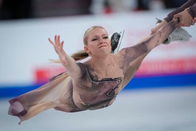 Marjorie Lajoie and Zachary Lagha of Canada skate during the ice dance free skating program at the ISU Figure skating, Eiskunstlauf Skate Canada competition on October 27, 2024 in Halifax, Canada. They finished second. Noxthirdxpartyxsales  (271369759)