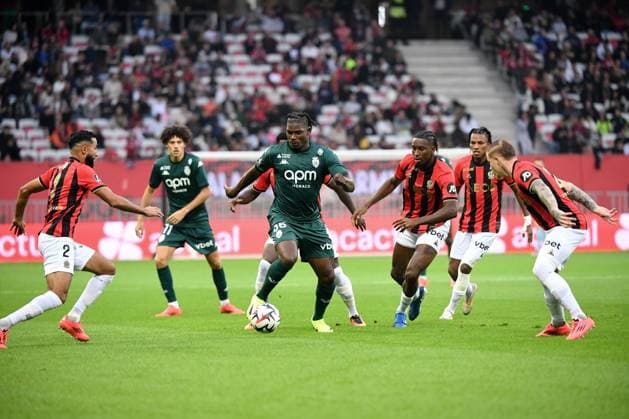 OGC Nice v AS Monaco - Ligue 1 MCDonald s 2024 2025 36 Breel EMBOLO (asm) - 64 Moise BOMBITO (ogcn) during the Ligue 1 MCDonald s match between Nice and Monaco at Allianz Riviera Stadium on October 27, 2024 in Nice, France. Nice France  Copyright: xFEPx 776228937
