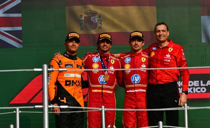 October 27, 2024, Mexico City, Mexico City, Mexico: The Spanish CARLOS SAINZ became the fastest driver this Sunday at the FORMULA 1 Grand Prix of Mexico City 2024 , followed by the British LANDO NORRIS of the McLaren team, second place and CHARLES LECRERC, of Ã¢â‚¬¹Ã¢â‚¬¹the Ferrari team in third place. Mexico City Mexico - ZUMAn296 0775841382st Copyright: xJorgexNunezx
