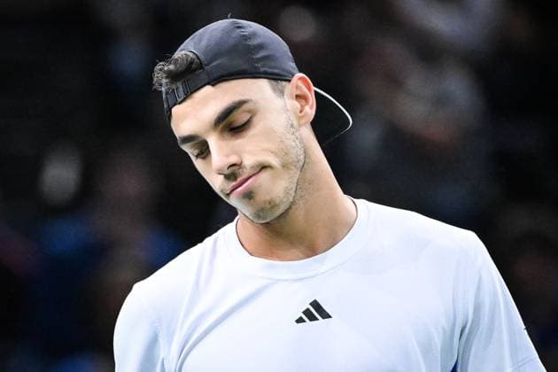 October 28, 2024, Paris, France, France: Francisco CERUNDOLO of Argentina looks dejected during the first day of the Rolex Paris Masters 1000 tennis tournament at Accor Arena on October 28, 2024 in Paris, France. Paris France - ZUMAm308 20241028_zsp_m308_005 Copyright: xMatthieuxMirvillex
