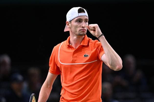 2024 Rolex Paris Masters First Round - Paris Ugo Humbert (FRA) during his first round at the 2024 Rolex Paris Masters at the Accor Arena in Paris, FRANCE, on October 28, 2024. Photo by Corinne Dubreuil ABACAPRESS.COM Paris France  Copyright: xDubreuilxCorinne ABACAx