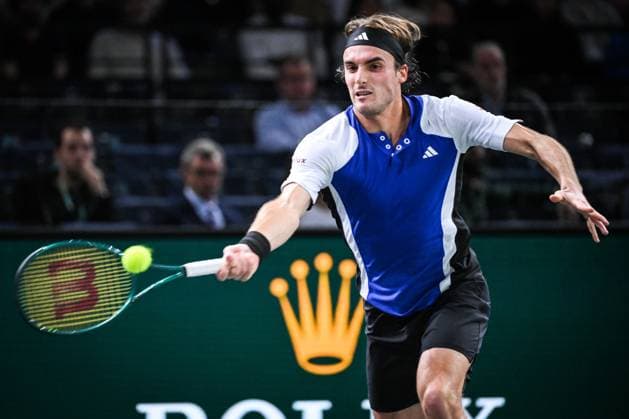 October 28, 2024, Paris, France, France: Stefanos TSITSIPAS of Greece during the first day of the Rolex Paris Masters 1000 tennis tournament at Accor Arena on October 28, 2024 in Paris, France. Paris France - ZUMAaste 20241028_zsp_m308_053 Copyright: xMatthieuxMirvillex