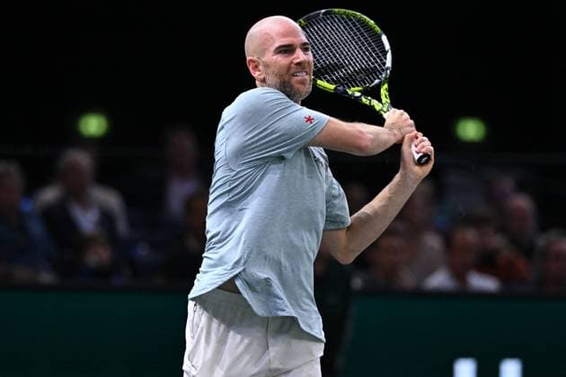 Paris Masters Adrian Mannarino (FRA) during his first round at the 2024 Rolex Paris Masters at the Accor Arena in Paris, France, on October 28, 2024. Photo by Corinne Dubreuil ABACAPRESS.COM Paris France  Copyright: xDubreuilxCorinne ABACAx