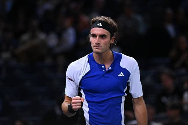 Paris Masters Stefanos Tsitsipas (GRE) during his first rounb at the 2024 Rolex Paris Masters at the Accor Arena in Paris, France, on October 28, 2024. Photo by Corinne Dubreuil ABACAPRESS.COM Paris France  Copyright: xDubreuilxCorinne ABACAx
