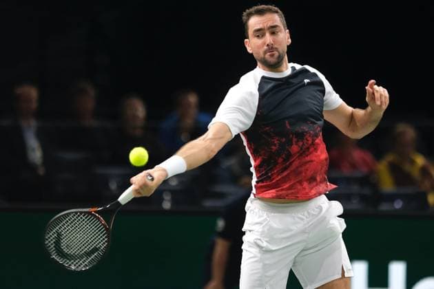 October 29, 2024, Paris, France: MARIN CILIC (CRO) returns the ball to ARTHUR FILS (FRA) during two one of Rolex Paris Masters 1000 tournament at Paris Accor Arena Stadium in Paris France Paris France - ZUMAp119 20241029_zaf_p119_002 Copyright: xPierrexSteveninx