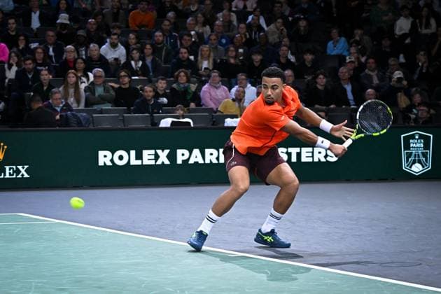 Rolex Paris Masters - Arthur Fils 1st Round France s Arthur Fils plays against Croatia s Marin Cilic during their men s singles match on day two of the Paris ATP, Tennis Herren Masters 1000 tennis tournament at the Accor Arena - Palais Omnisports de Paris-Bercy in Paris, France on October 29, 2024. Fils defeated Cilic 7-6 6-4. Photo by Tomas Stevens ABACAPRESS.COM Paris France  Copyright: xStevensxTomas ABACAx