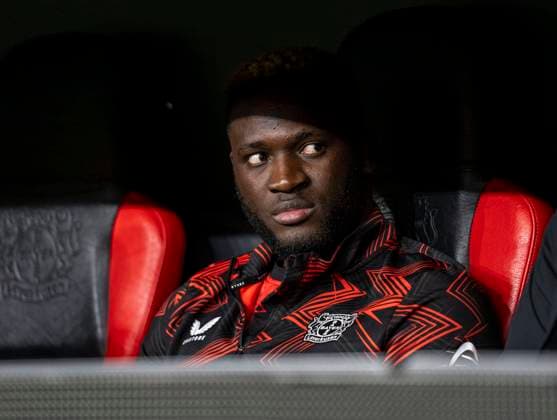 Victor Boniface Bayer 04 Leverkusen, 22 on the substitutes bench 29 10 2024, Football, DFB Pokal, GER, Leverkusen, BayArena, Season 24 25 Copyright: HMBxMedia xMarcoxBader