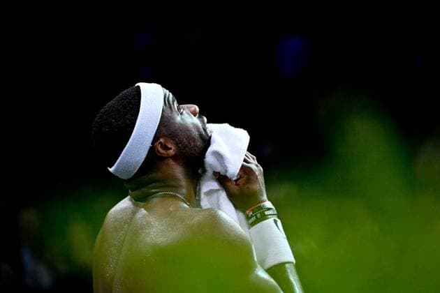 Rolex Paris Masters - Giovanni Mpetshi Perricard 1st Round Frances Tiafoe from USA ranked 17th in the world (6-7 5 , 7-6 4 , 6-3) in the first round of the Rolex Paris Masters in Bercy on October 29, 2024. Photo by Tomas Stevens ABACAPRESS.COM Paris France  Copyright: xStevensxTomas ABACAx