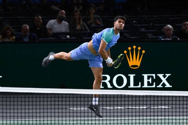 Carlos Alcaraz ( Espagne ) during the Rolex Paris Masters at Accor Hotel Arena on October 29, 2024 in Paris, France. (Photo by Federico Pestellini Panoramic ) TENNIS : Rolex Paris Masters - Paris - 29 10 2024 FedericoPestellini Panoramic 