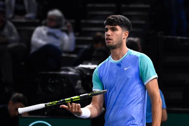 Carlos Alcaraz ( Espagne ) during the Rolex Paris Masters at Accor Hotel Arena on October 29, 2024 in Paris, France. (Photo by Federico Pestellini Panoramic ) TENNIS : Rolex Paris Masters - Paris - 29 10 2024 FedericoPestellini Panoramic 