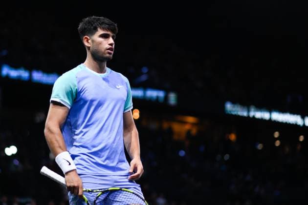Carlos Alcaraz ( Espagne ) during the Rolex Paris Masters at Accor Hotel Arena on October 29, 2024 in Paris, France. (Photo by Federico Pestellini Panoramic ) TENNIS : Rolex Paris Masters - Paris - 29 10 2024 FedericoPestellini Panoramic 