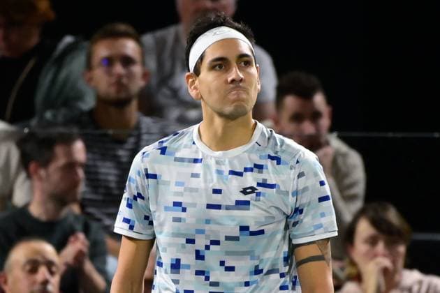 Roberto Carballes Baena ( ESP ) looks dejected during the Rolex Paris Masters at Accor Hotel Arena on October 29, 2024 in Paris, France. (Photo by Federico Pestellini Panoramic ) TENNIS : Rolex Paris Masters - Paris - 29 10 2024 FedericoPestellini Panoramic 