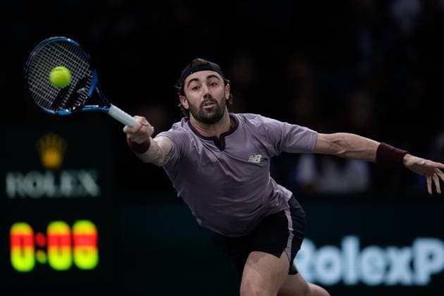 Paris, 29 10 2024 Tennis Rolex Paris Masters 2024, Casper Ruud Jordan Thompson v l , Jordan Thompson plays a forehand Copyright: AntonioxBorga