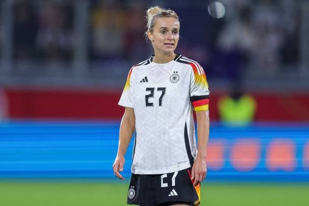 Soccer women international match Germany Australia on 28 10 2024 at the Schauinsland Reisen Arena in Duisburg Lina Magull Germany DFB regulations prohibit any use of photographs as image sequences and or quasi video xJRx